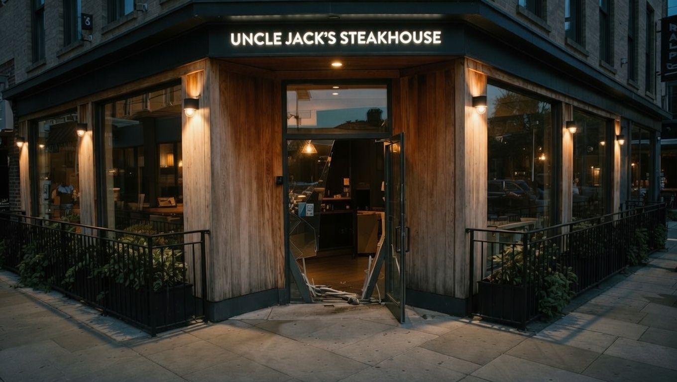 ১৪ই ফেব্রুয়ারি রাত ২টা ৩০ মিনিটে মিডটাউনের নাইন্থ অ্যাভিনিউয়ে আংকেল জ্যাক’স স্টেক হাউসে হামলার সূত্রপাত। ছবি: গ্রোক